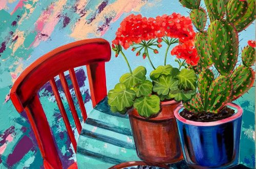 Cacti. Geranium. Summer