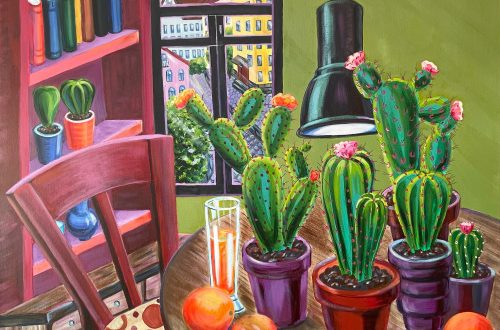 Cacti on an orange morning